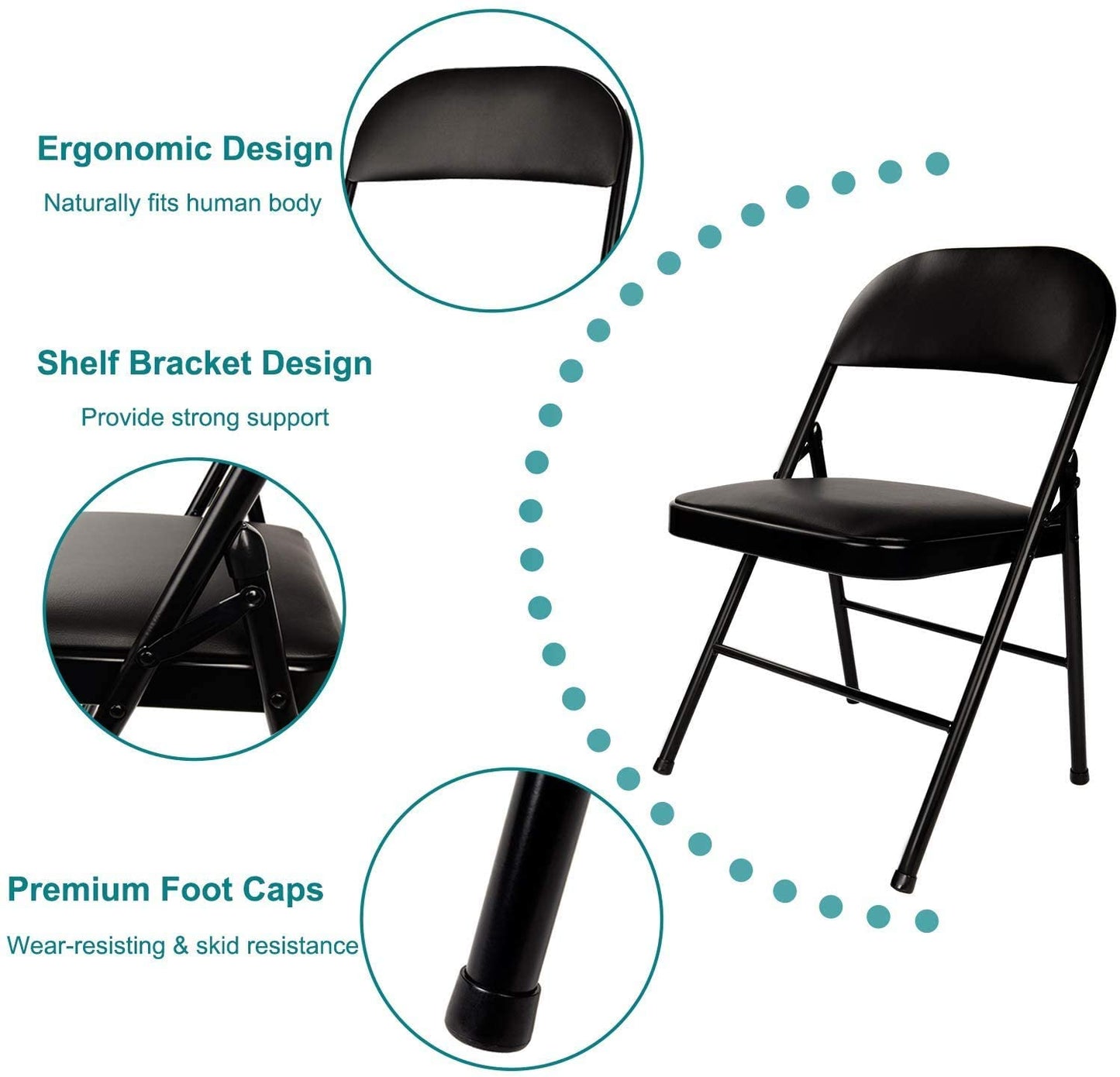 Folding Portable Card Table Square with Collapsible Legs & Vinyl Upholstery