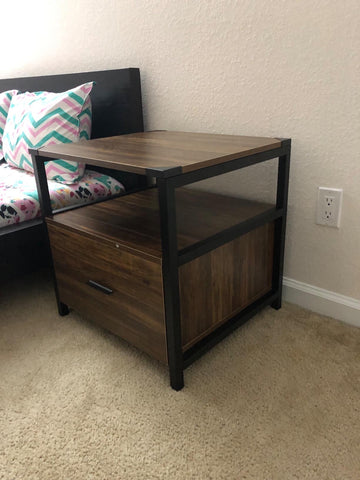 Modern Nightstand with Drawer Square End, Side Table