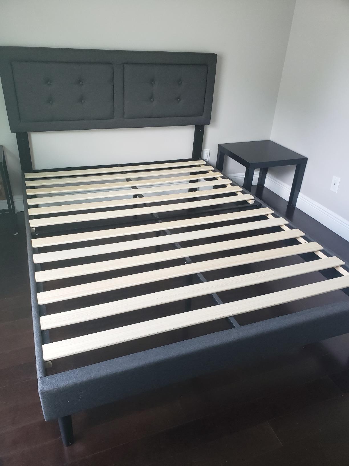 Twin Size Upholstered Platform Bed /Mattress Foundation with Height Adjustable Headboard
