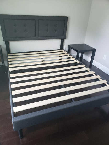 Twin Size Upholstered Platform Bed /Mattress Foundation with Height Adjustable Headboard