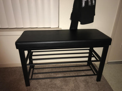 Shoe Bench, 3-Tier Shoe Rack for Entryway, Storage Organizer with Foam Padded Seat - HWLEXTRA 