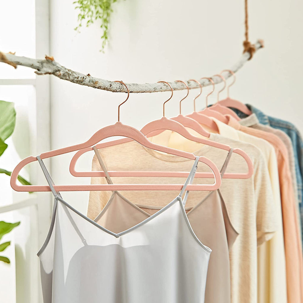 Velvet Hangers 30 Pack, Non Slip Hangers with Rose Gold Color Swivel Hook, Slim  Hangers Space Saving