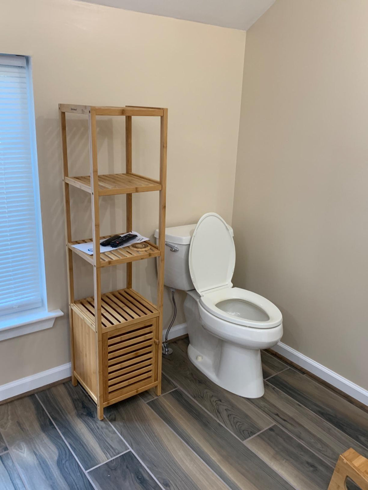 4 Tiers Bamboo Bathroom Floor Cabinet, Storage Tower Multifunctional Shelve - HWLEXTRA 