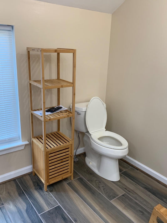 4 Tiers Bamboo Bathroom Floor Cabinet, Storage Tower Multifunctional Shelve - HWLEXTRA 