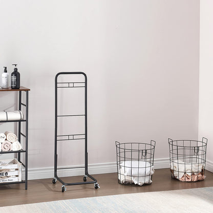Rolling Laundry Hamper with 2 Removable Wire Basket, Bathroom Multi-layer Clothes Storage Cart