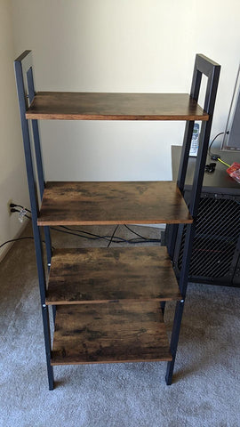 Charcoal Gray & Black 4-Tier Ladder Bookshelf - HWLEXTRA