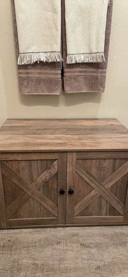 Hidden Cat Litter Box Enclosure, Wooden Cabinet Furniture, Cat Washroom with Doors