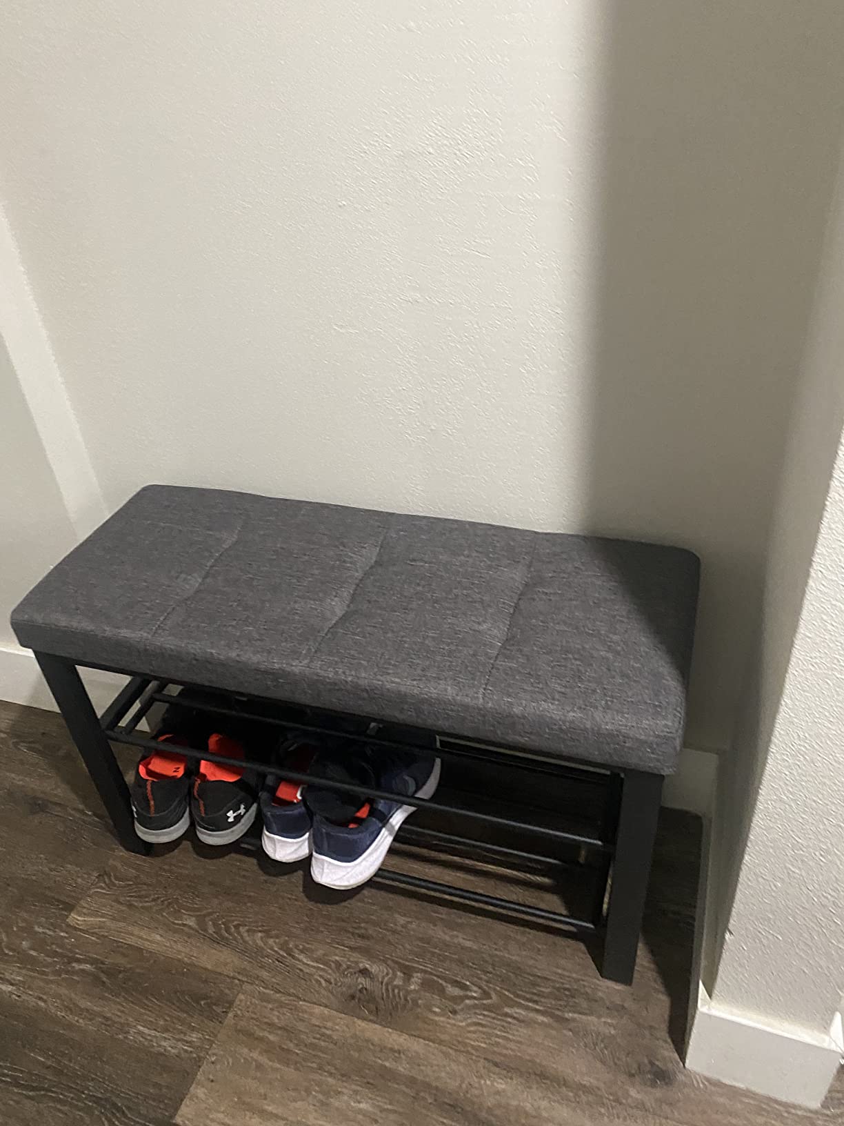 Shoe Bench, 3-Tier Shoe Rack for Entryway, Storage Organizer with Foam Padded Seat - HWLEXTRA 