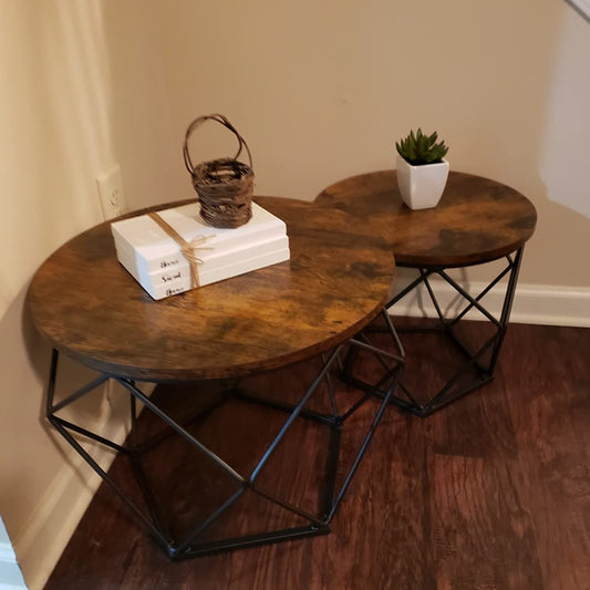 Nesting Table Set of 2 Rustic Brown and Black - HWLEXTRA