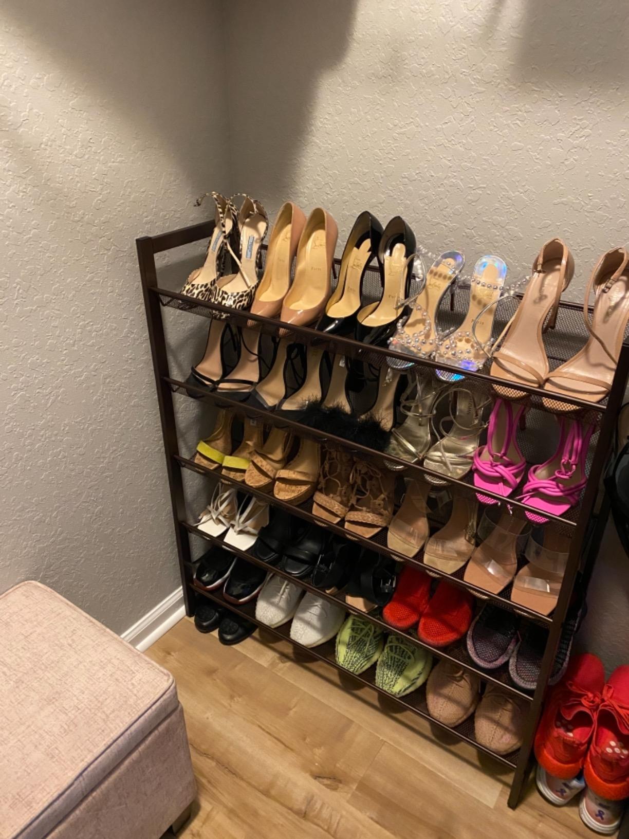 Shoe Rack, 5-Tier Stackable Shoe Storage Shelf, Metal Mesh - HWLEXTRA 