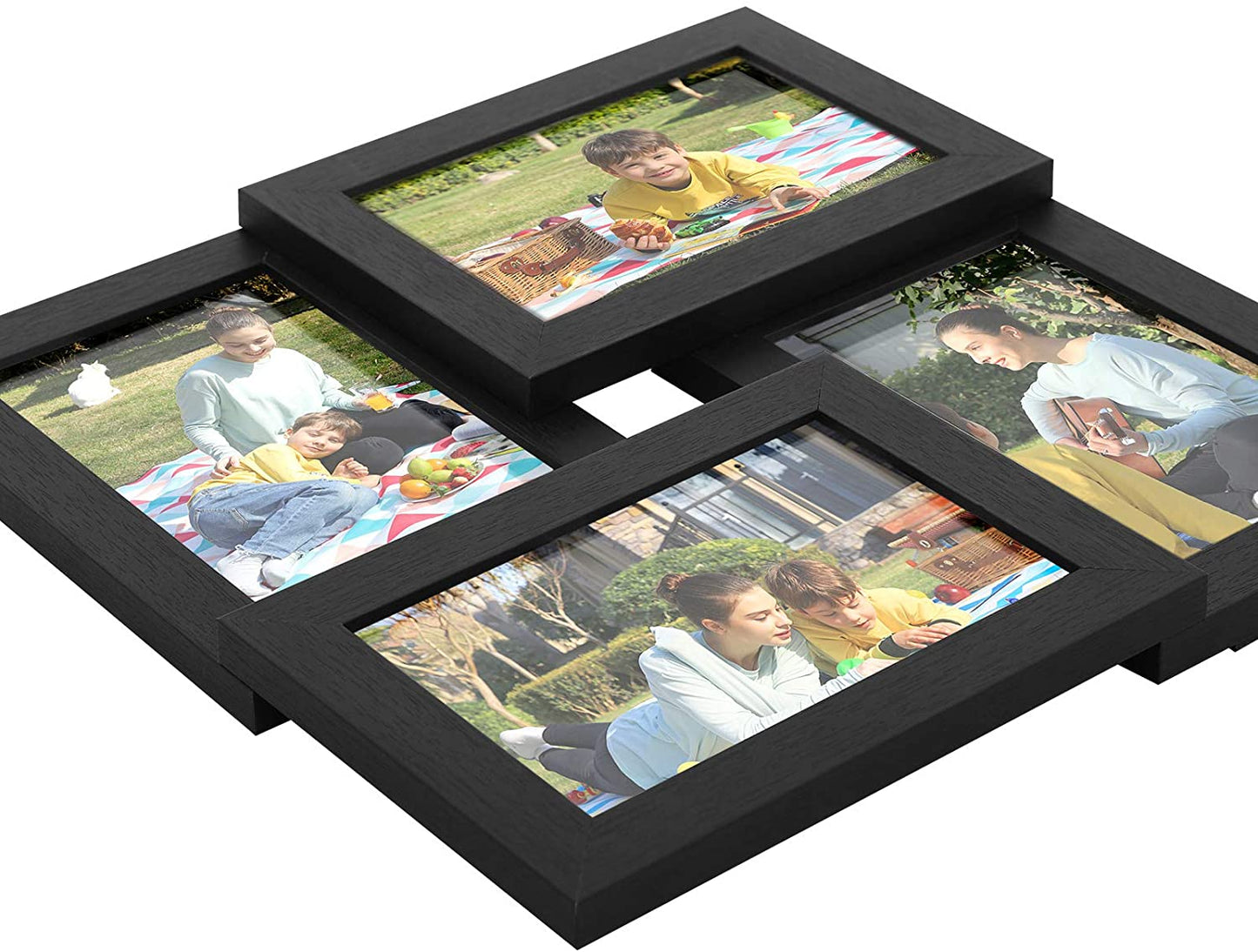 Collage Picture Frames, for four 4 x 6 Inches Photos, Photo Frame with Glass Front, Wood Grain, Wall-Mounted - HWLEXTRA 
