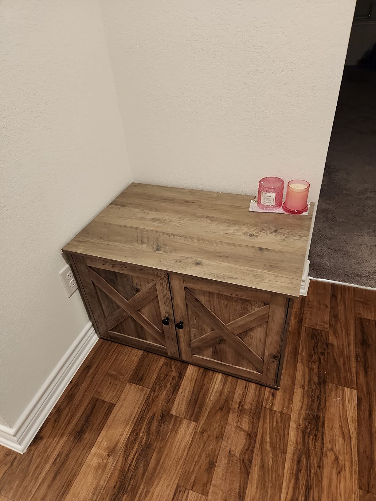 Hidden Cat Litter Box Enclosure, Wooden Cabinet Furniture, Cat Washroom with Doors