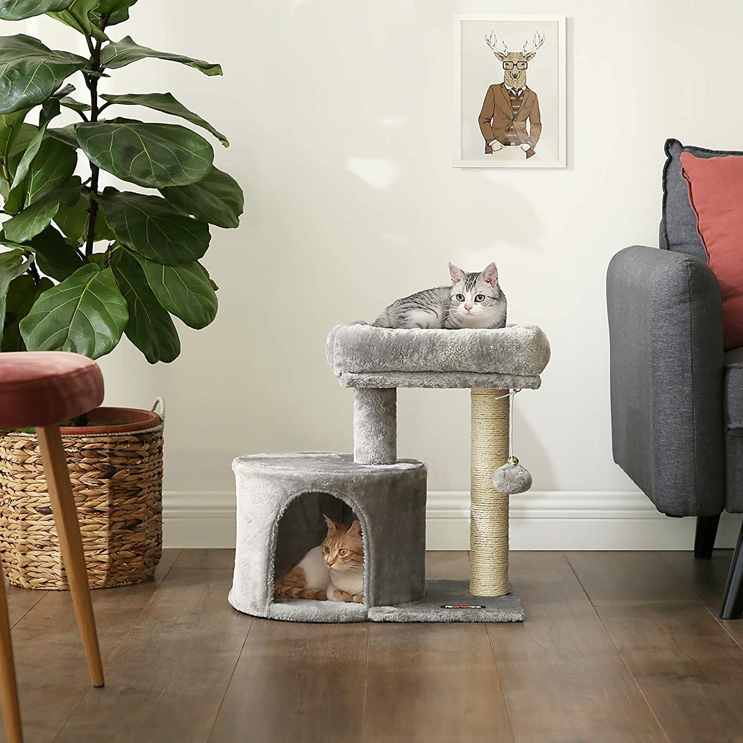 HELENA Cat Tree with Sisal-Covered Scratching Posts for Kitten - HWLEXTRA