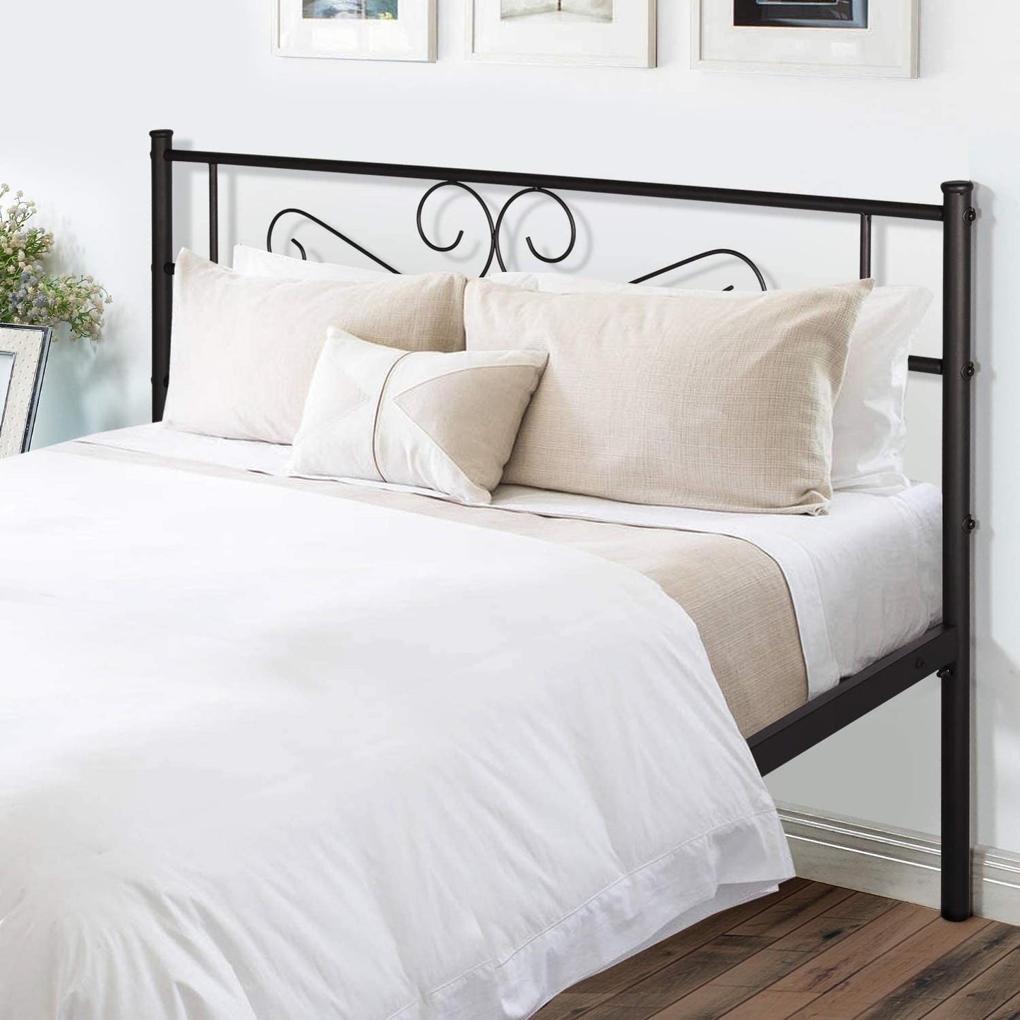 Platform Metal Bed Frame, Mattress Foundation with Headboard & Footboard