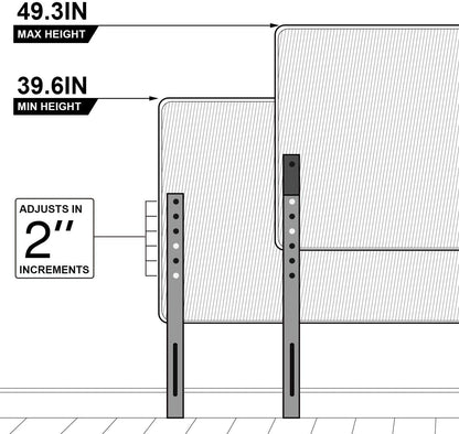 Upholstered Height Adjustable Headboard with Decorative Nailhead Trim, 49.3''
