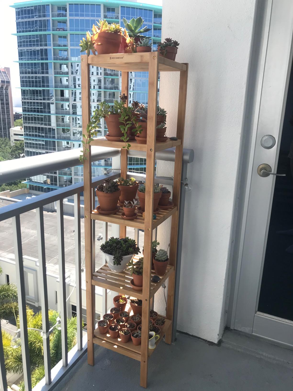 5-Tier Bamboo Bathroom Shelf, Standing Kitchen Rack, 13" x 13" x 57.5"