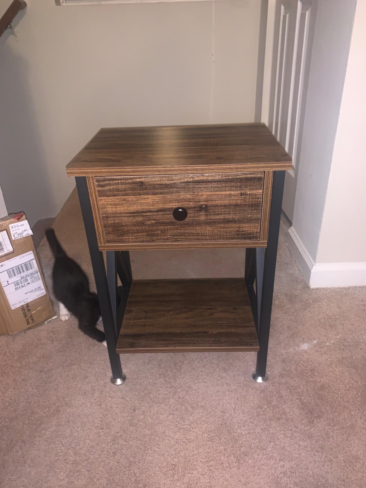 Versatile Nightstands X-Design Side End Table Night Stand Storage Shelf with Bin Drawer