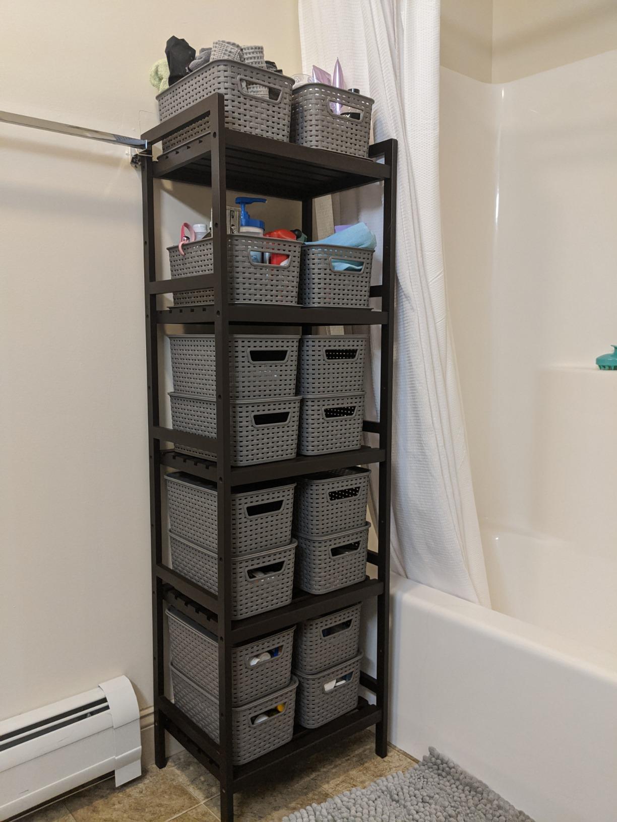 Adjustable Storage Shelf Rack, 5-Tier Multifunctional Shelving Unit Stand Tower, Bookcase for Bathroom Living Room Kitchen - HWLEXTRA 