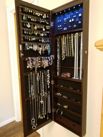 Brown Hanging Jewelry Armoire - HWLEXTRA
