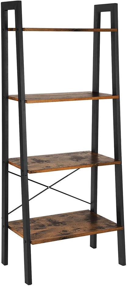 Ladder Shelf, 4-Tier Bookshelf, Free Standing Storage Shelves - HWLEXTRA 