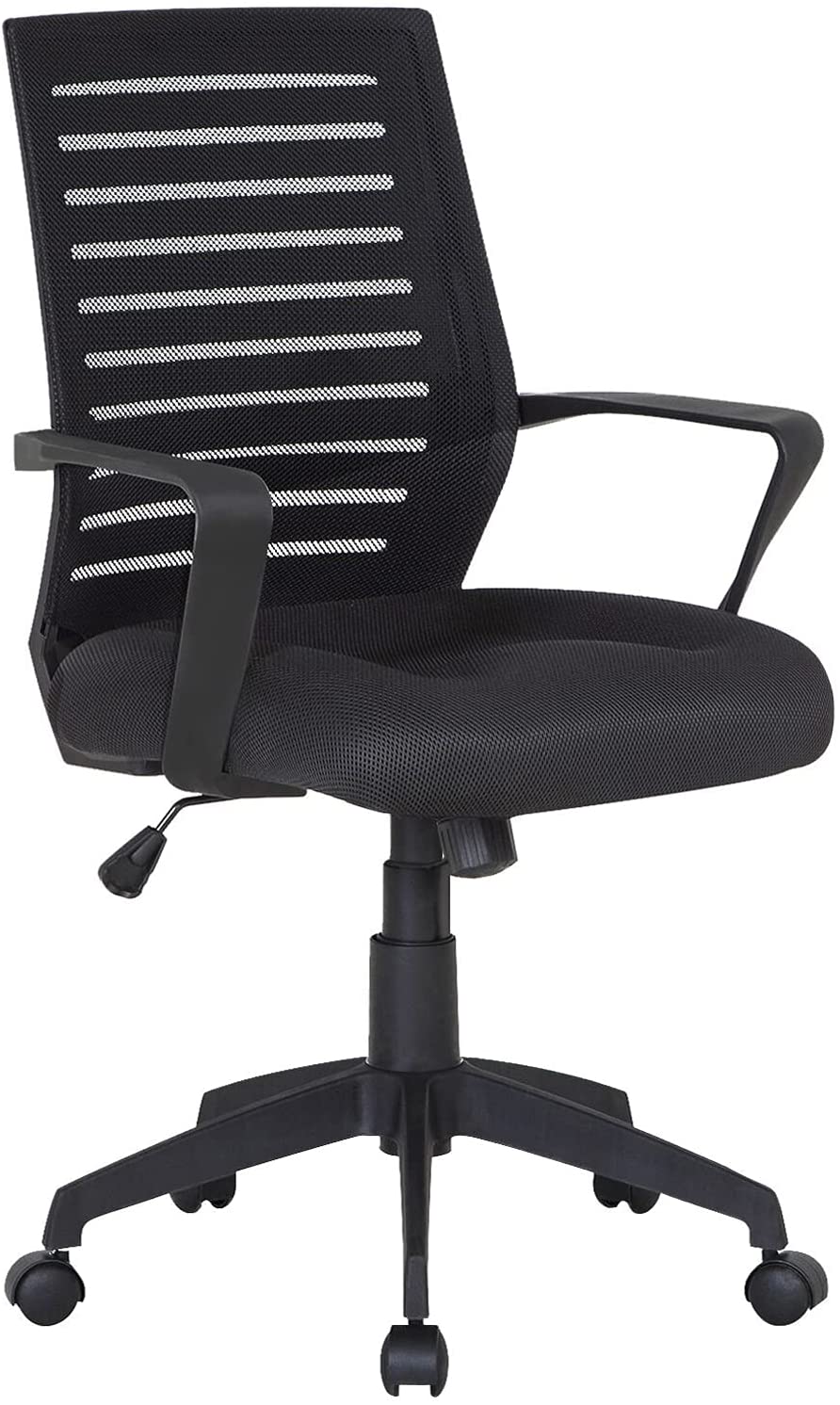 Office Chair with PU Padded Seat Cushion, Adjustable Armrest, Ergonomic Lumbar Support