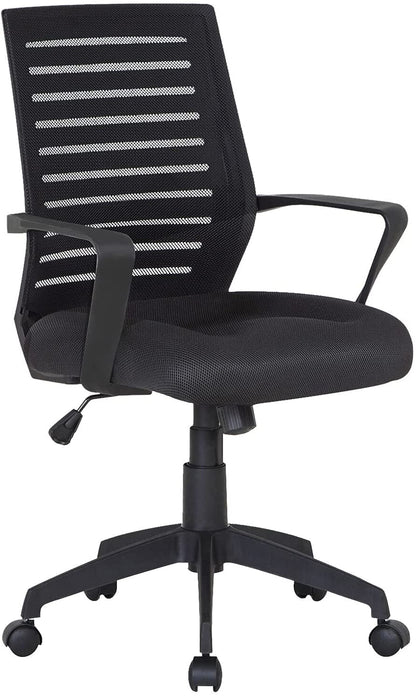 Office Chair with PU Padded Seat Cushion, Adjustable Armrest, Ergonomic Lumbar Support