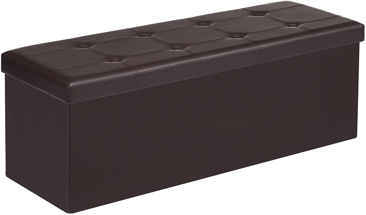 Brown Foldable Storage Ottoman Bench - HWLEXTRA