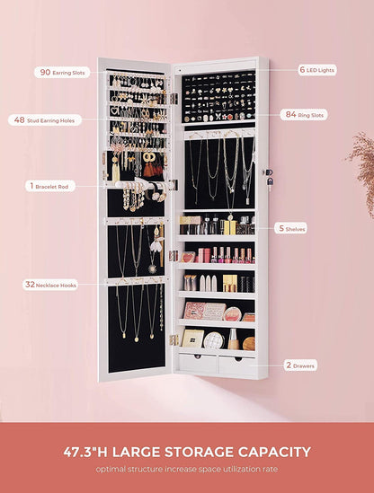 White Hanging Jewelry Armoire - HWLEXTRA