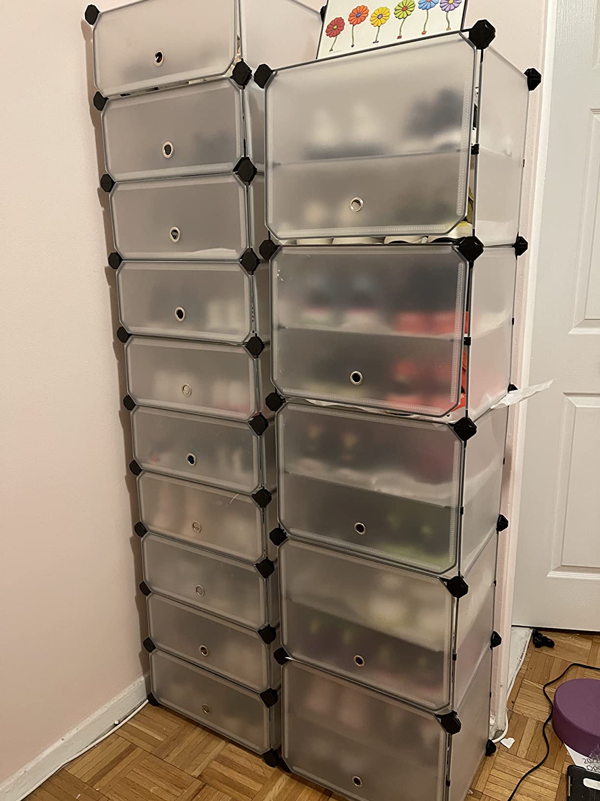 Shoe Rack, 10-Slot Storage Organizer Unit with Doors, Portable Cube Shoe Storage Organizer