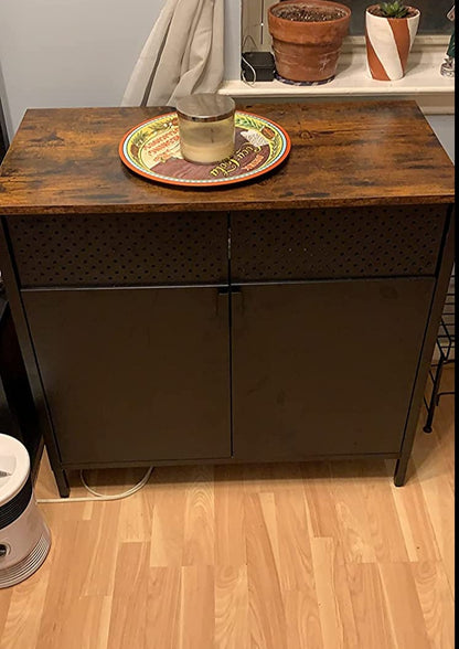 Storage Sideboard, Buffet Table with Adjustable Shelves, Floor Storage Cupboard - HWLEXTRA 