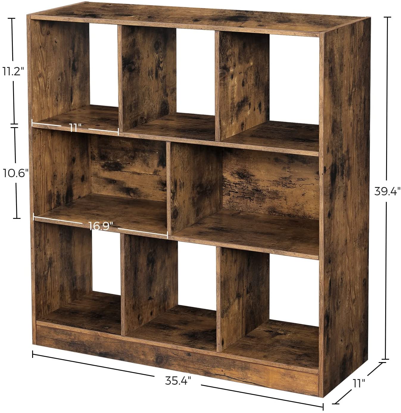 Wooden Bookcase with Open Shelves, Freestanding Bookshelf Storage Unit and Display Cabinet, for Living Room - HWLEXTRA 