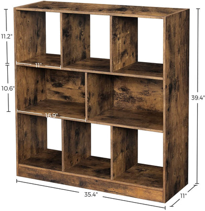 Wooden Bookcase with Open Shelves, Freestanding Bookshelf Storage Unit and Display Cabinet, for Living Room - HWLEXTRA 