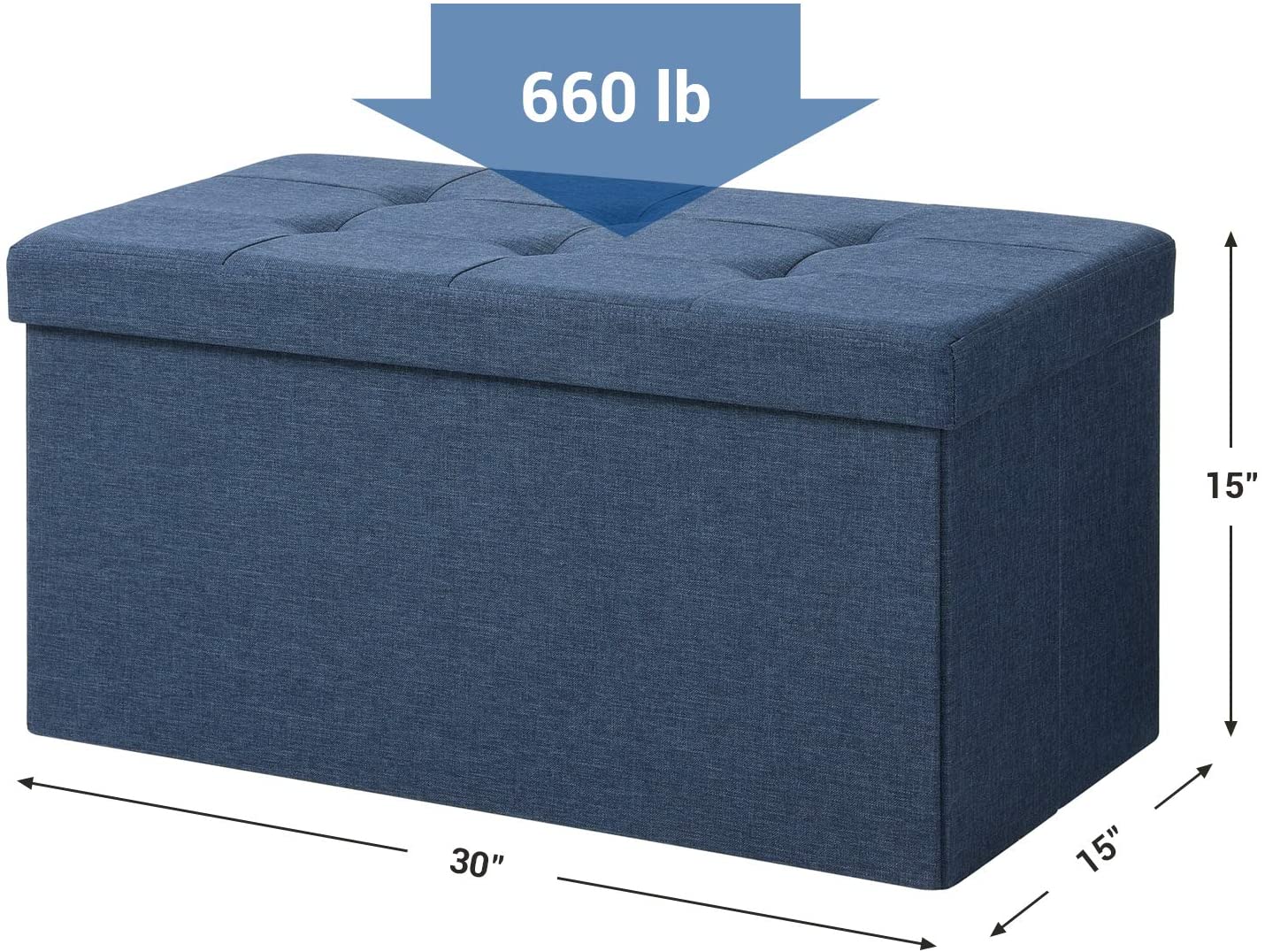 Storage Ottoman Bench, Chest with Lid, Foldable Seat - HWLEXTRA 