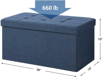 Storage Ottoman Bench, Chest with Lid, Foldable Seat - HWLEXTRA 