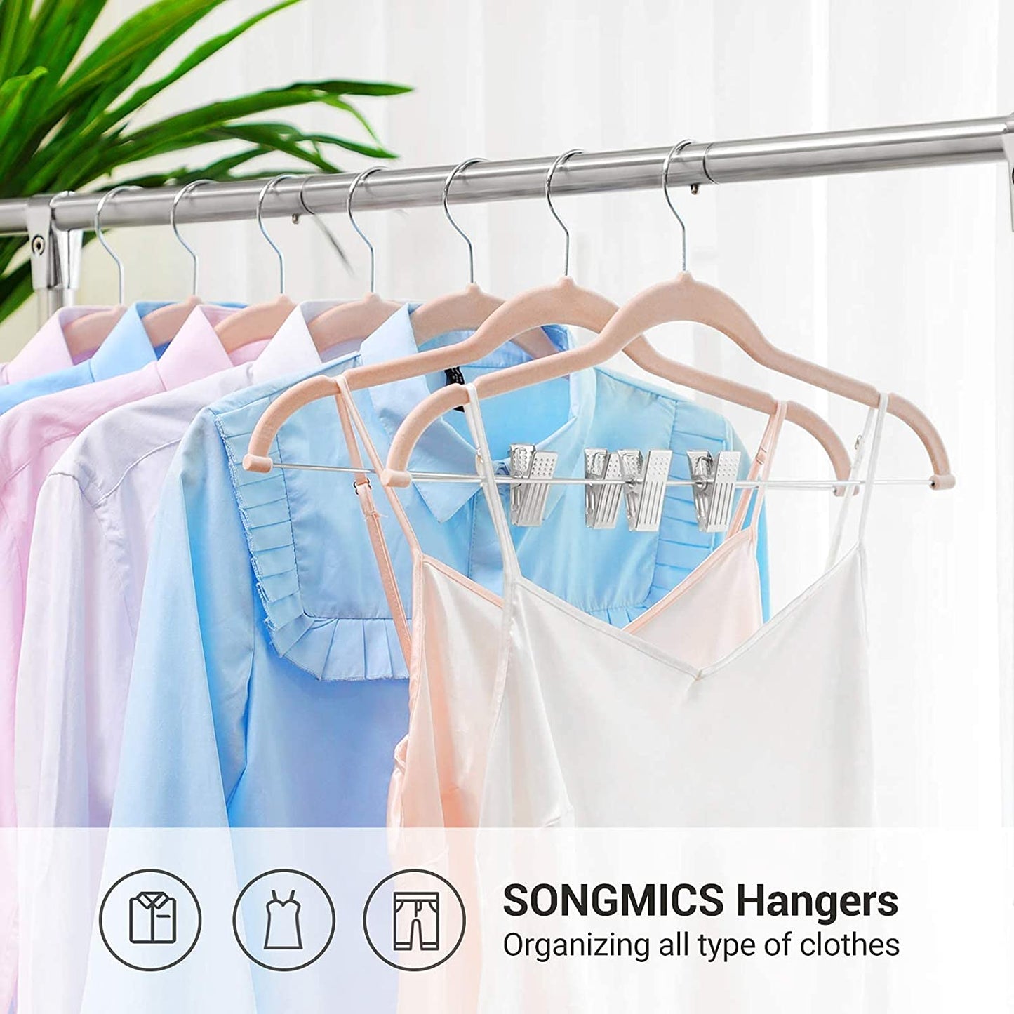 50 Velvet Coat Hangers Bundle with 30 Skirt Hangers, Space-Saving Closet Organization, Swivel Hooks - HWLEXTRA 