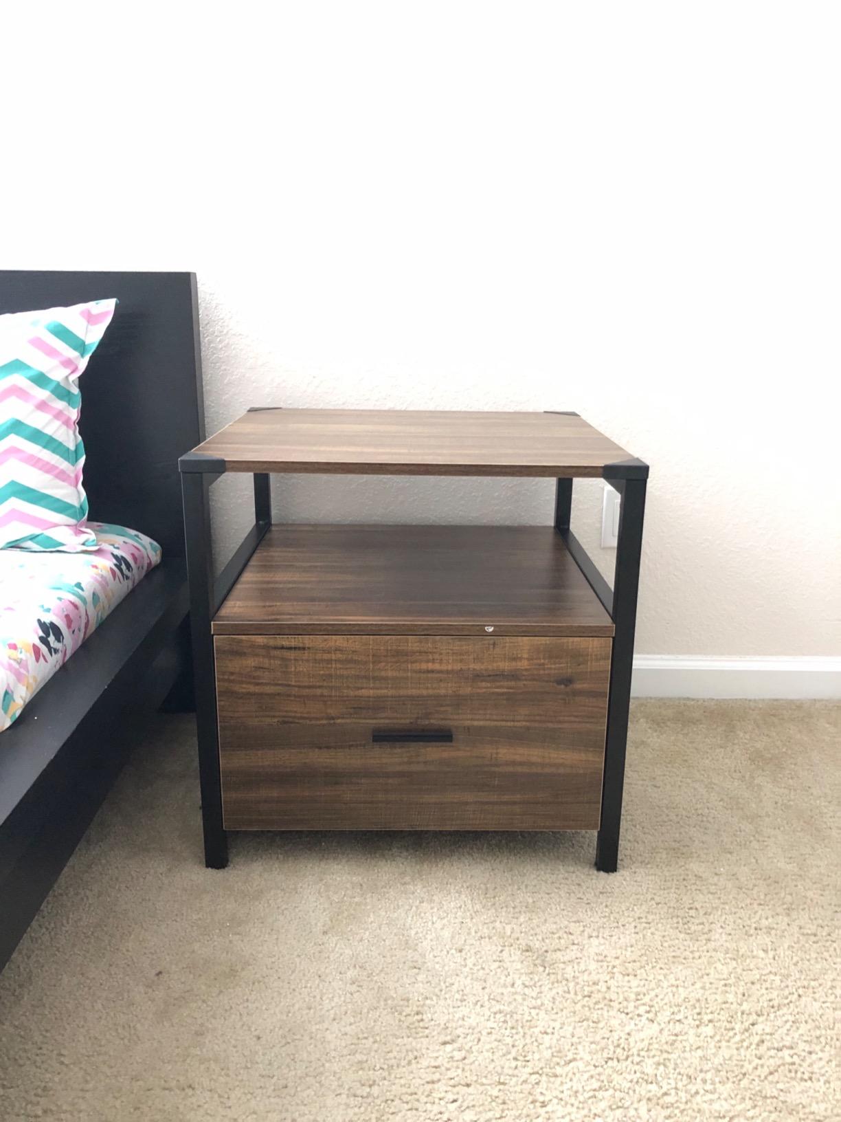 Modern Nightstand with Drawer Square End, Side Table