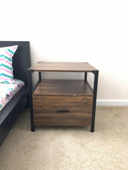 Modern Nightstand with Drawer Square End, Side Table