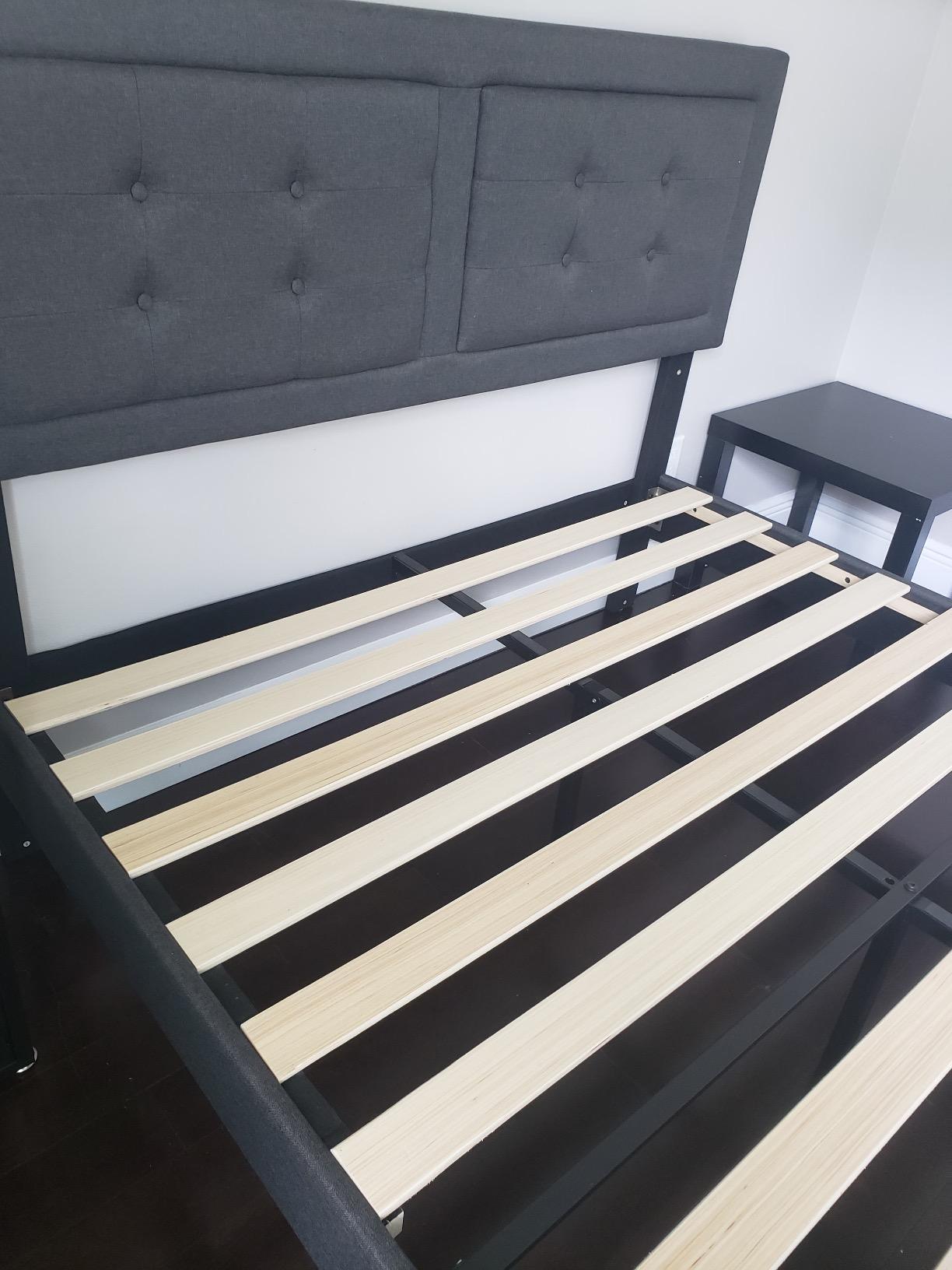 Twin Size Upholstered Platform Bed /Mattress Foundation with Height Adjustable Headboard