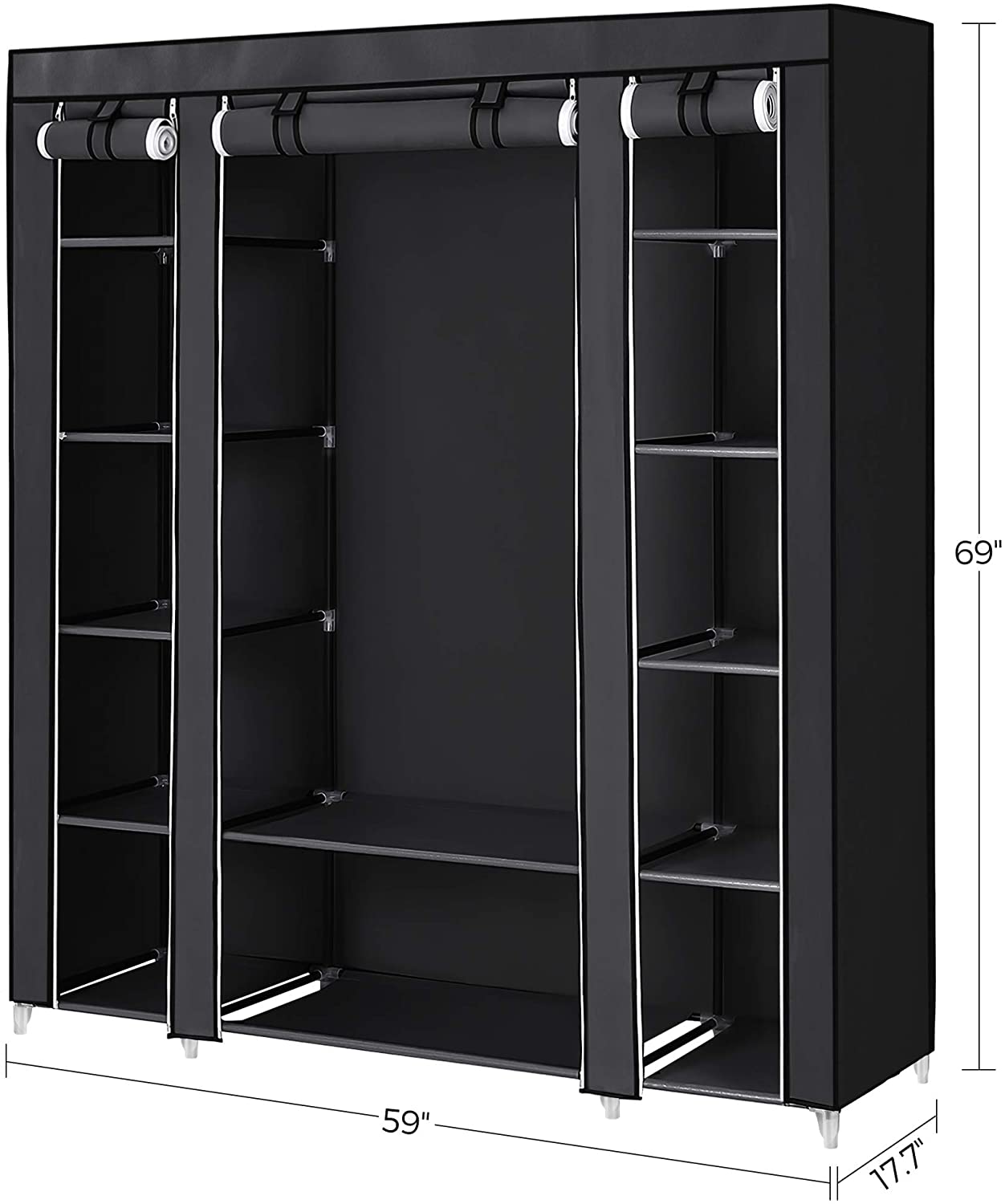 Black Portable Clothes Closet - HWLEXTRA
