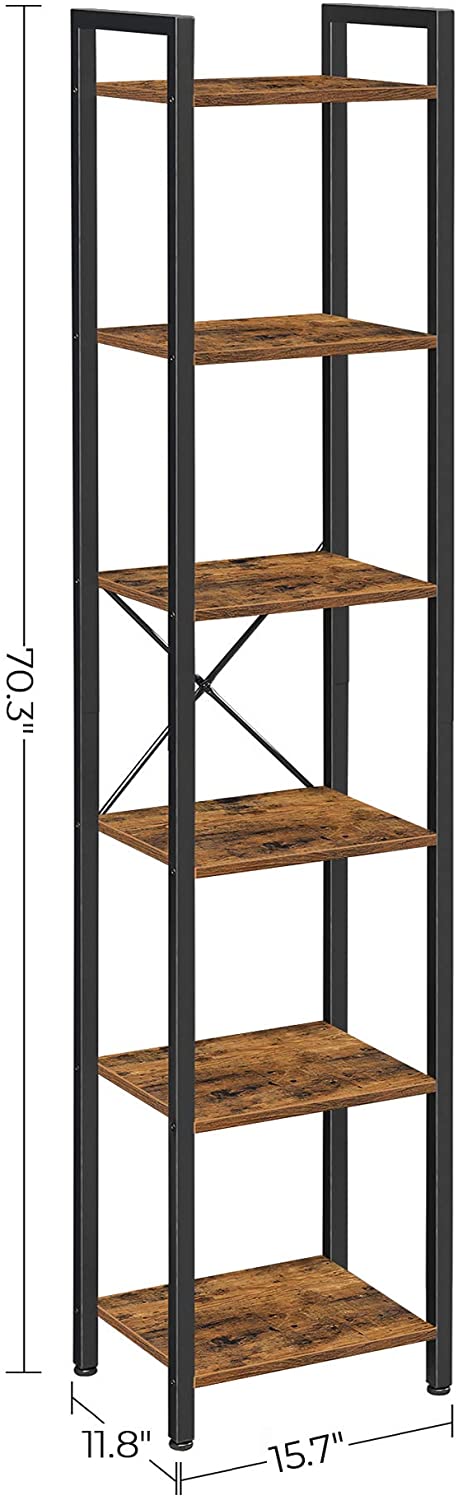 6-Tier Bookshelf, Bookcase, Storage Shelving Unit with 6 Shelves - HWLEXTRA 