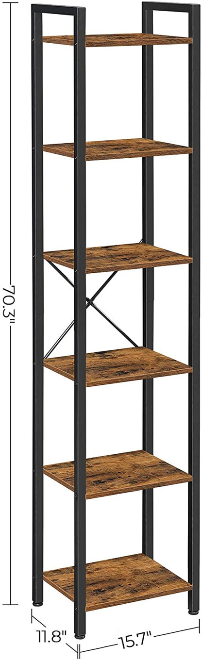 6-Tier Bookshelf, Bookcase, Storage Shelving Unit with 6 Shelves - HWLEXTRA 