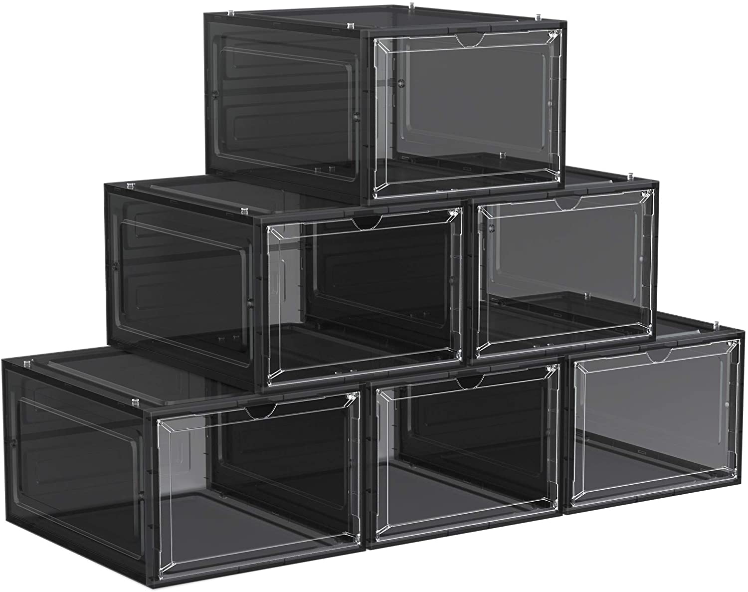 Set of 6 White Plastic Shoe Boxes - HWLEXTRA