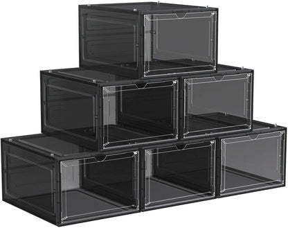 Set of 6 White Plastic Shoe Boxes - HWLEXTRA