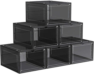Set of 6 White Plastic Shoe Boxes - HWLEXTRA