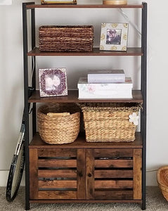 Rustic Brown Storage Cabinet with 3 Shelves - HWLEXTRA