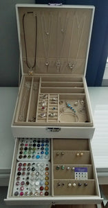 White Jewelry Organizer with Removable Tray - HWLEXTRA