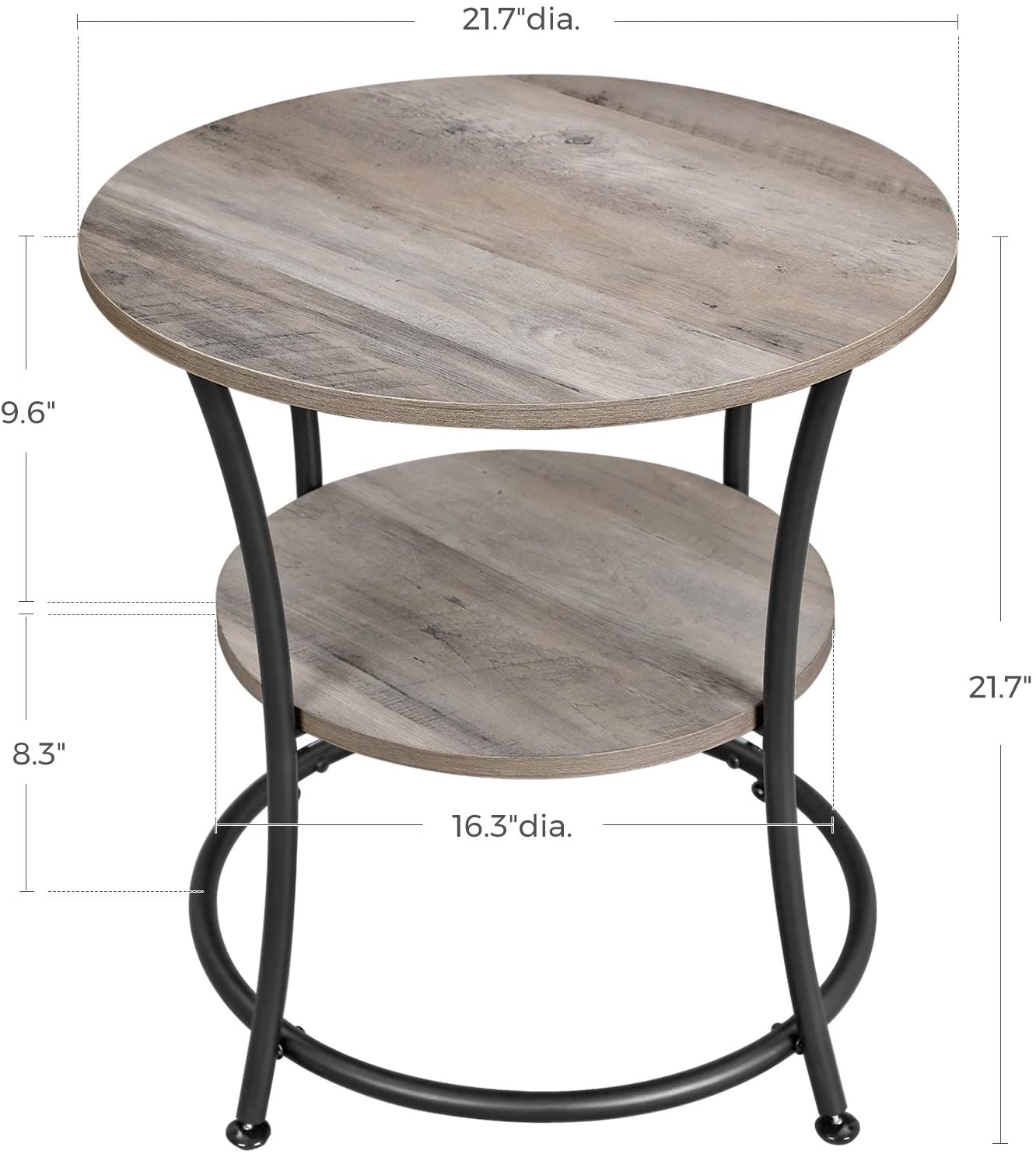 Side Table | Round End Table with Shelves - HWLEXTRA 