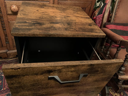 Rustic File Cabinet with 2 Drawers, Rolling Office Filing Cabinet with Wheels - HWLEXTRA 