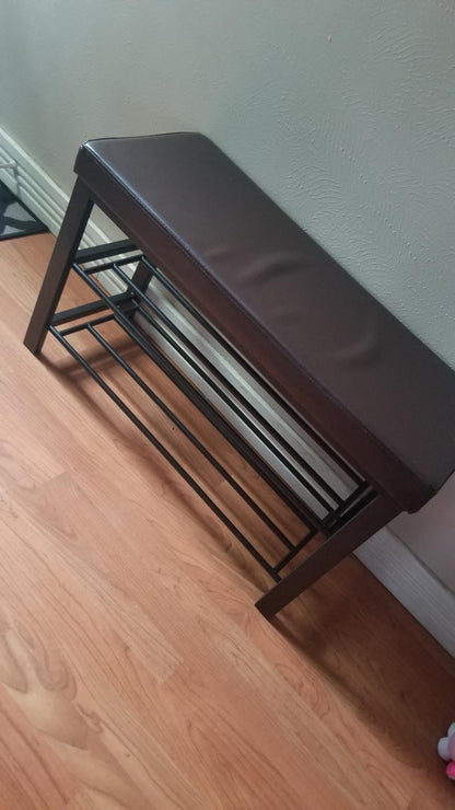 Shoe Bench, 3-Tier Shoe Rack for Entryway, Storage Organizer with Foam Padded Seat - HWLEXTRA 
