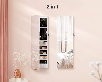 47.2" H Full Screen Mirror Jewelry Cabinet - HWLEXTRA 